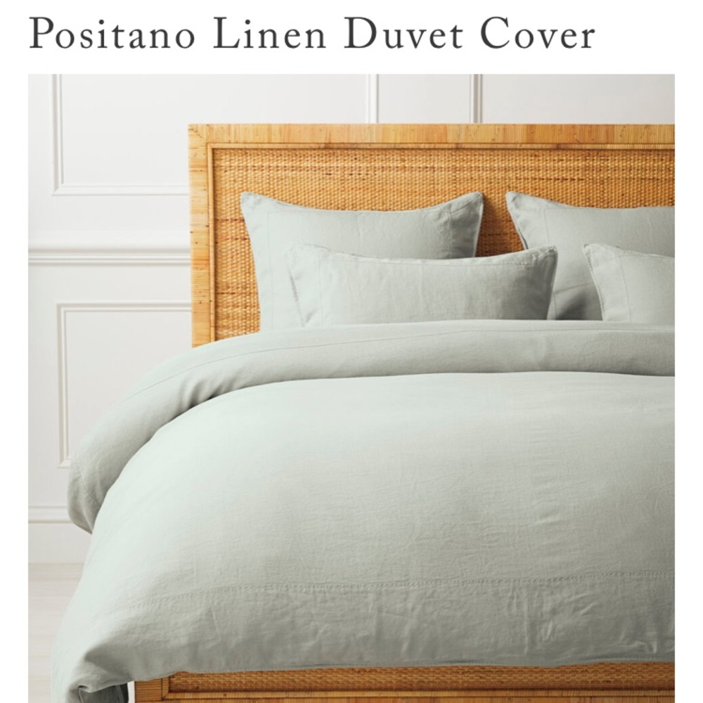 Serena & Lilly 100% linen Positano Sage King Duvet cover